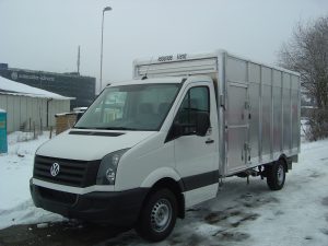 VW Crafter mit Spezialrampe für Schweinetransport